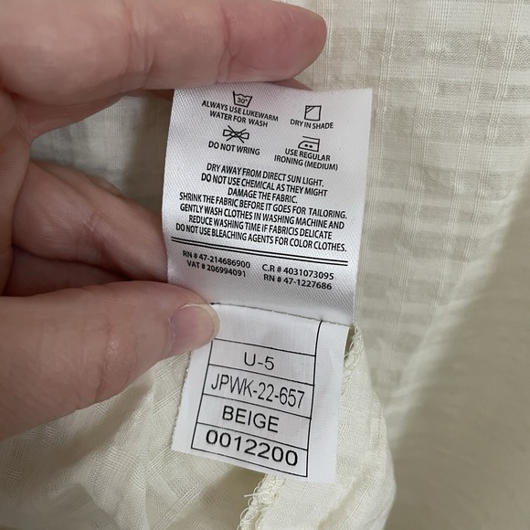 J. Junaid Jamshed Ladies Kurti XS Beige Cotton Cross Stitch Embroidered Boho NWT - Picture 16 of 16